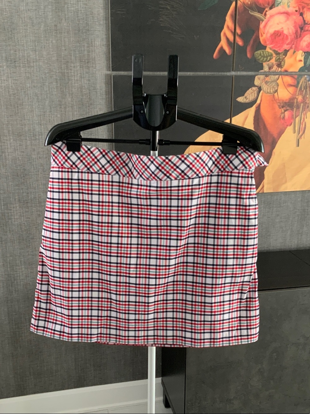 Izod Red, White and Black Plaid Mini Golf Skirt 12